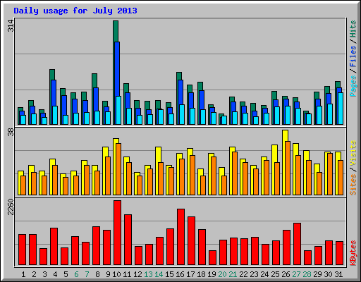 Daily usage for July 2013