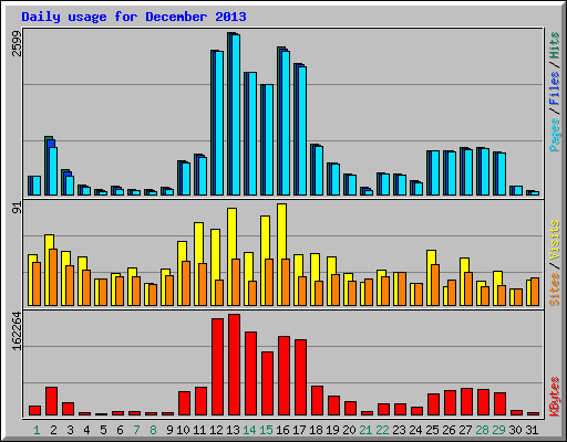 Daily usage for December 2013