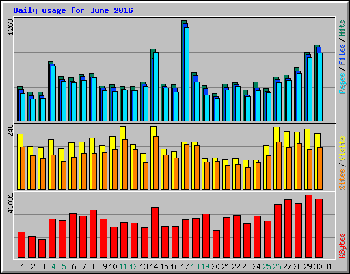 Daily usage for June 2016