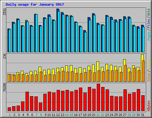 Daily usage for January 2017