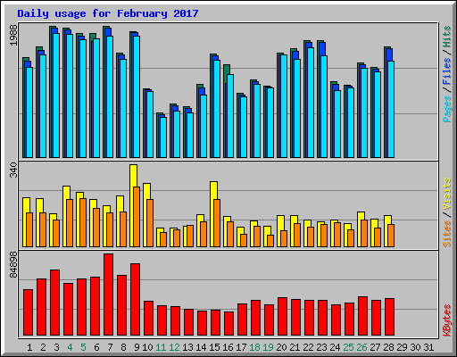 Daily usage for February 2017
