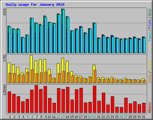 Daily usage for January 2019