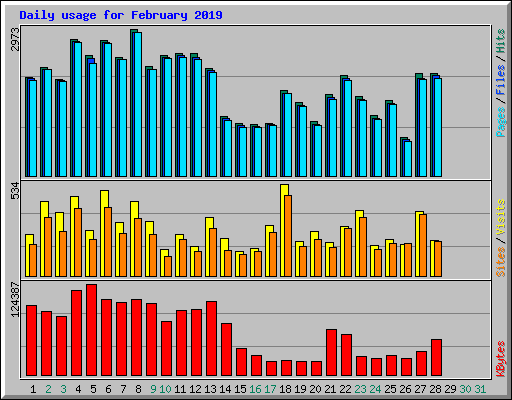 Daily usage for February 2019