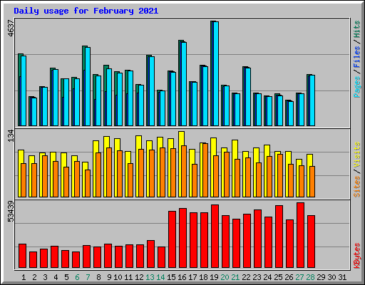 Daily usage for February 2021