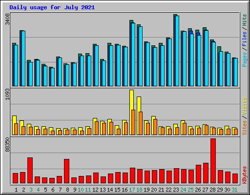 Daily usage for July 2021