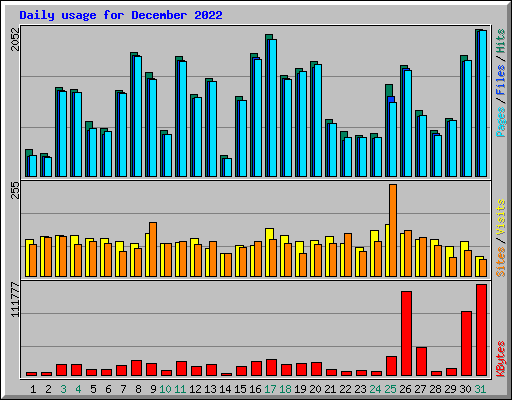 Daily usage for December 2022