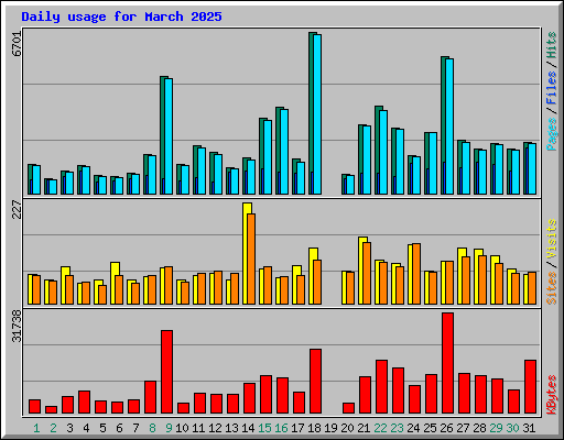 Daily usage for March 2025