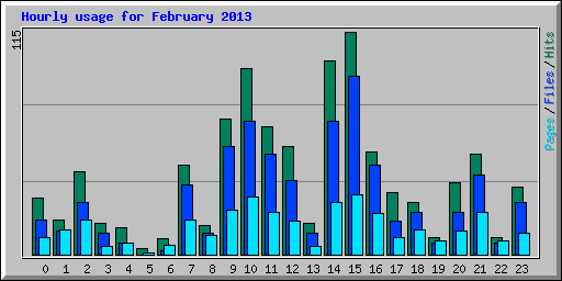 Hourly usage for February 2013