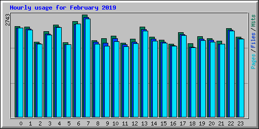 Hourly usage for February 2019